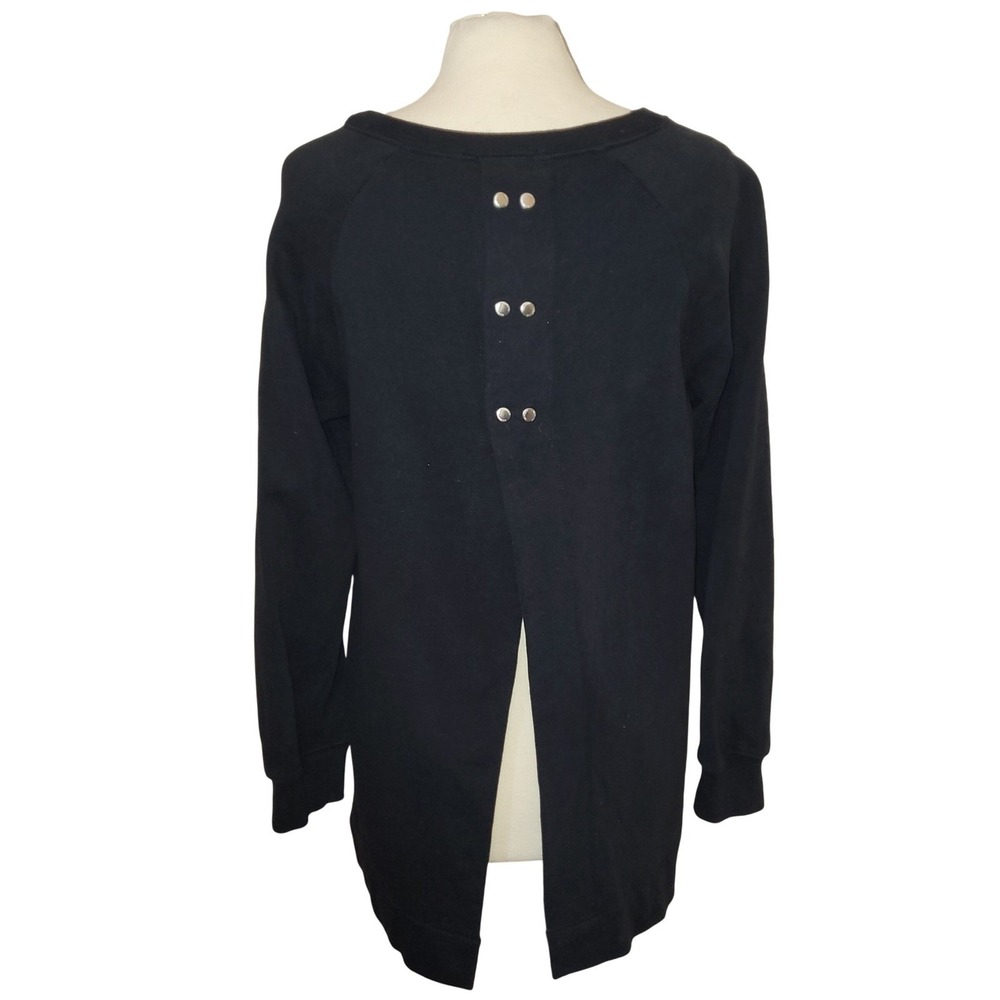 All Saints Black Snap Split Back Sweatshirt Mini Dress Raglan Sleeve Boatneck M